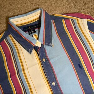 Polo Ralph Lauren Mens Oxford Classic Untuck Short Sleeve Multicolor Shirt Sz XL